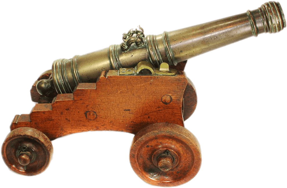 Antique Brass Cannon Model PNG Image