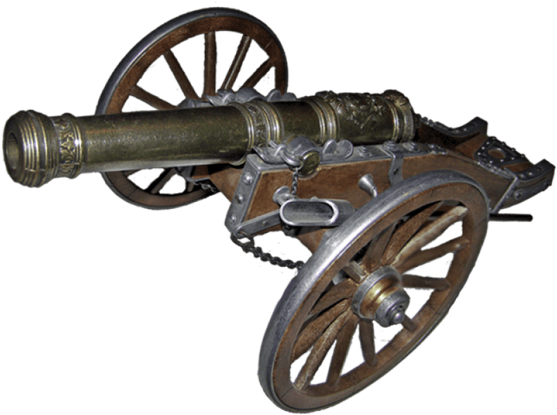 Antique Brass Cannonon Wheels PNG Image