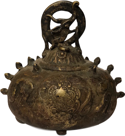 Antique Bronze Temple Bell PNG Image