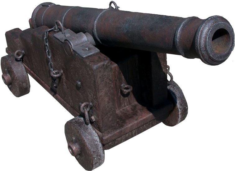 Antique Cannonon Wooden Carriage PNG Image