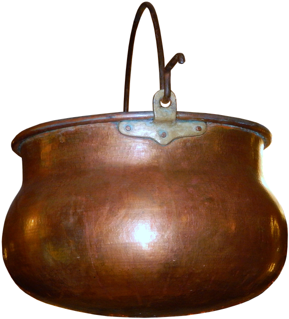 Antique Copper Cauldron PNG Image