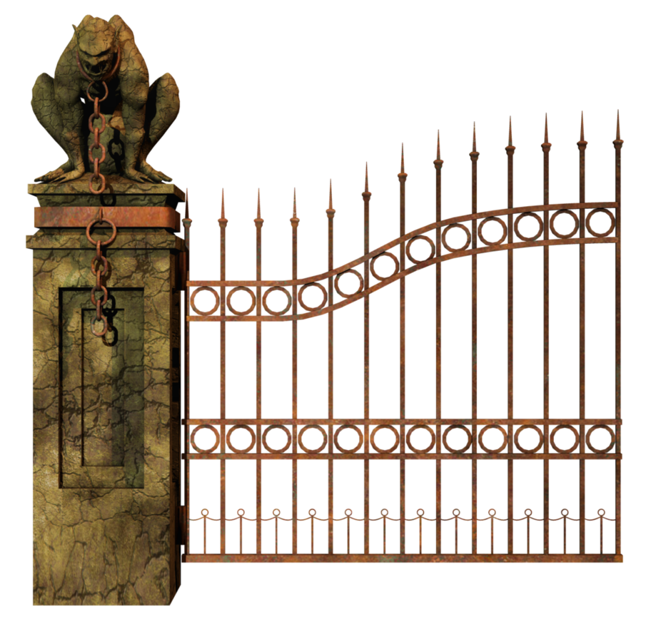 Antique Gargoyle Gate Design PNG Image