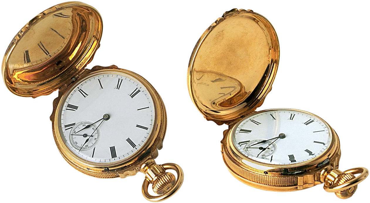 Antique Gold Pocket Watches PNG Image