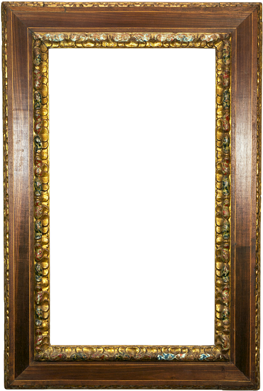 Antique Golden Floral Wooden Frame PNG Image