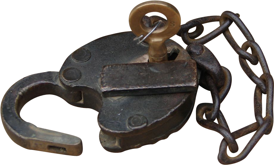 Antique Handcuffswith Keyand Chain.png PNG Image