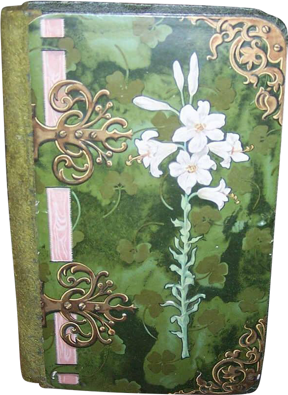 Antique Lily Decorated Book Cover PNG Image