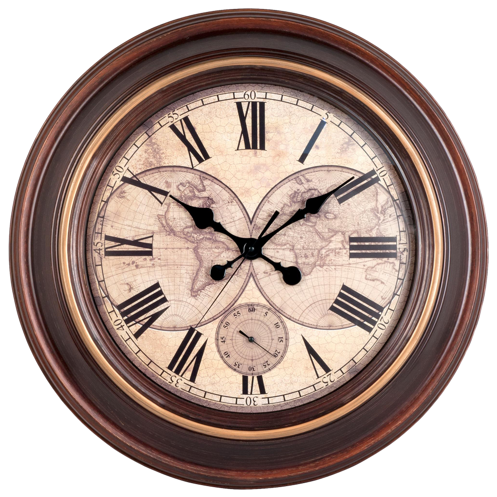 Antique Map Wall Clock PNG Image