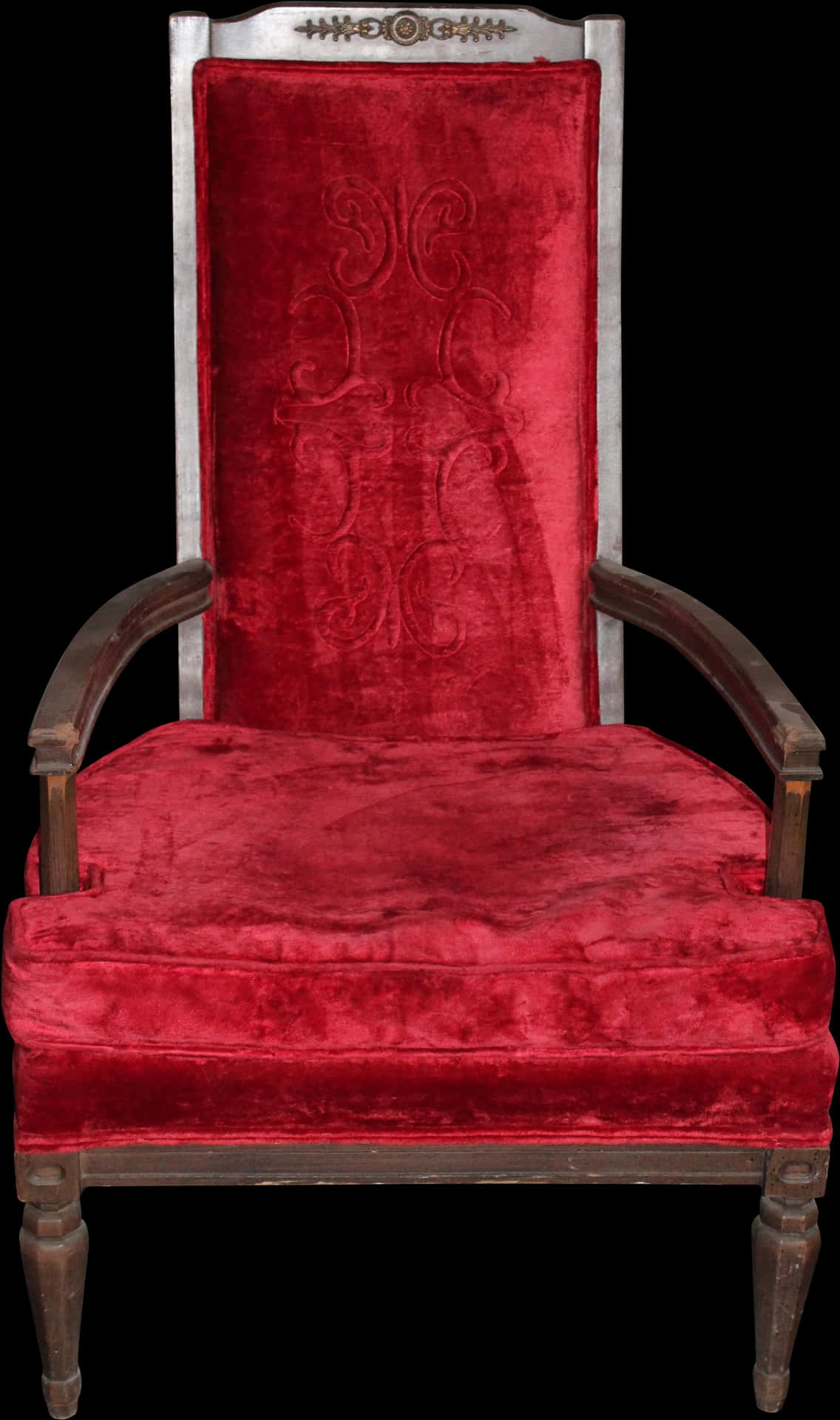 Antique Red Velvet Armchair PNG Image