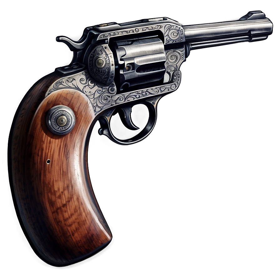 Antique Revolver Engraving Png 20 PNG Image