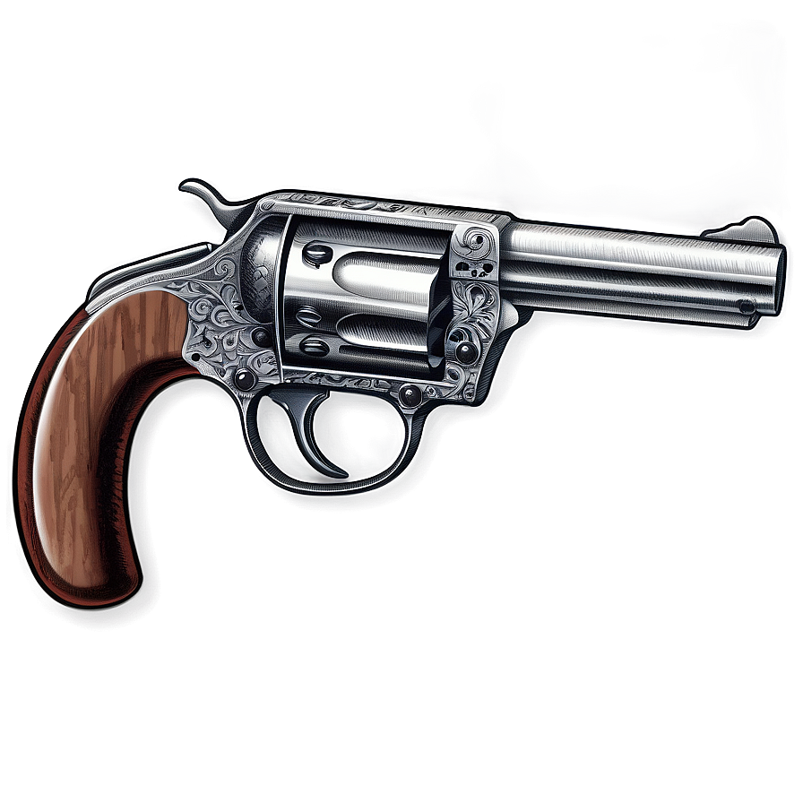 Antique Revolver Engraving Png 47 PNG Image