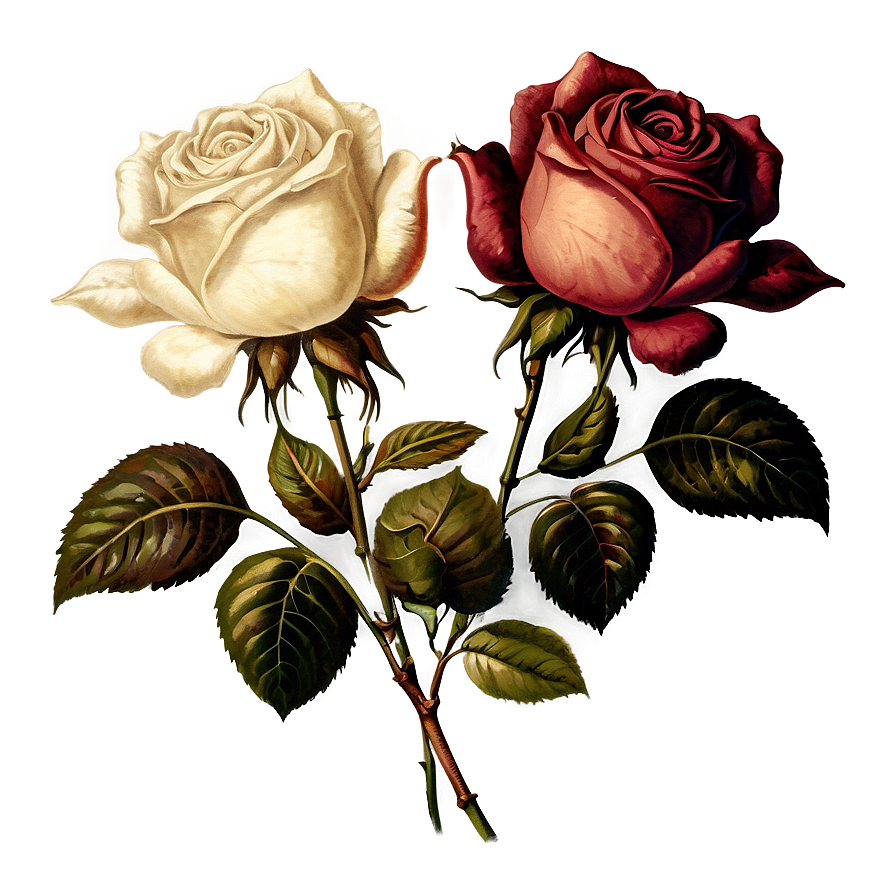 Antique Roses Illustration Png 05042024 PNG Image