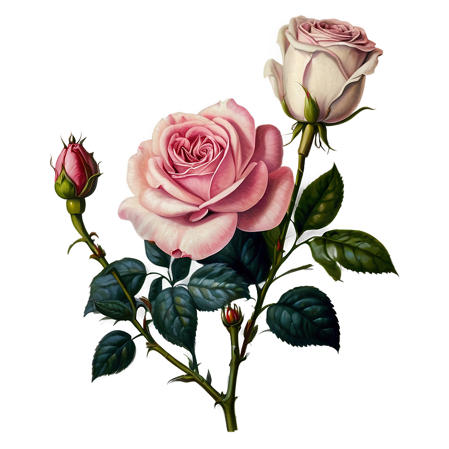 Antique Roses Illustration Png 05042024 PNG Image