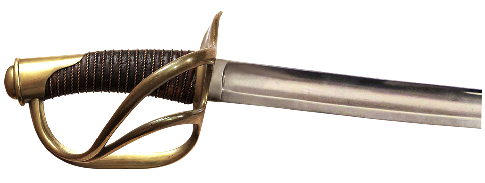 Antique Swordwith Brass Guard PNG Image