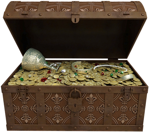 Antique Treasure Chest Fullof Jewelsand Coins.png PNG Image