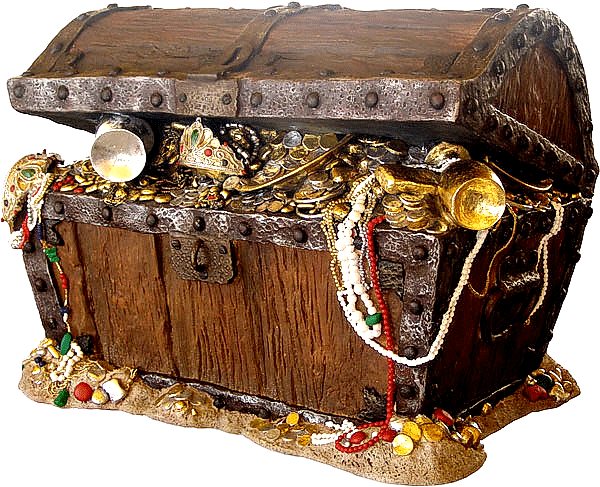 Antique Treasure Chestwith Jewels PNG Image