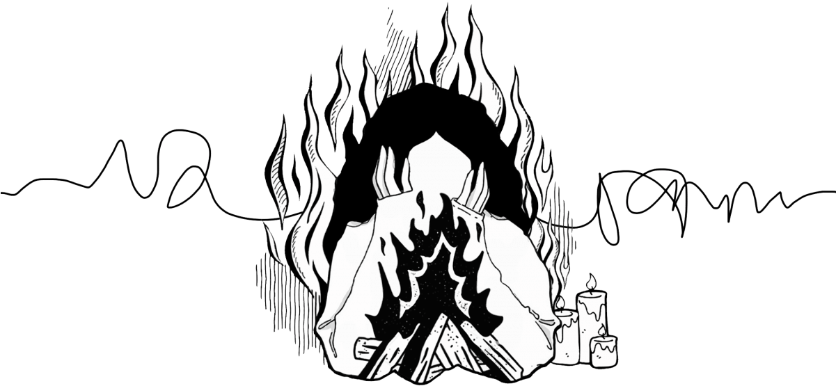 Anxiety Flame Head Illustration PNG Image