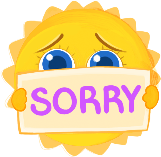 Apologetic Sun Character PNG Image