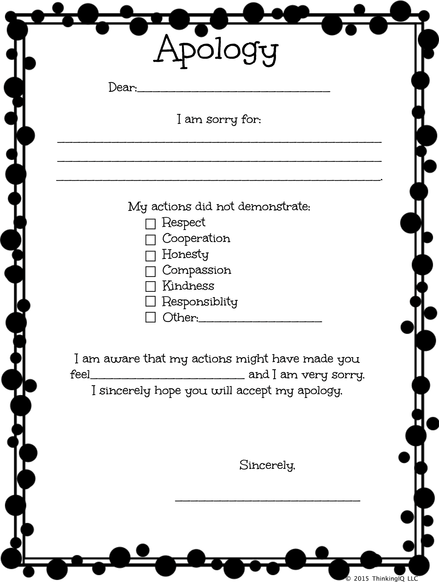 Apology Form Template PNG Image