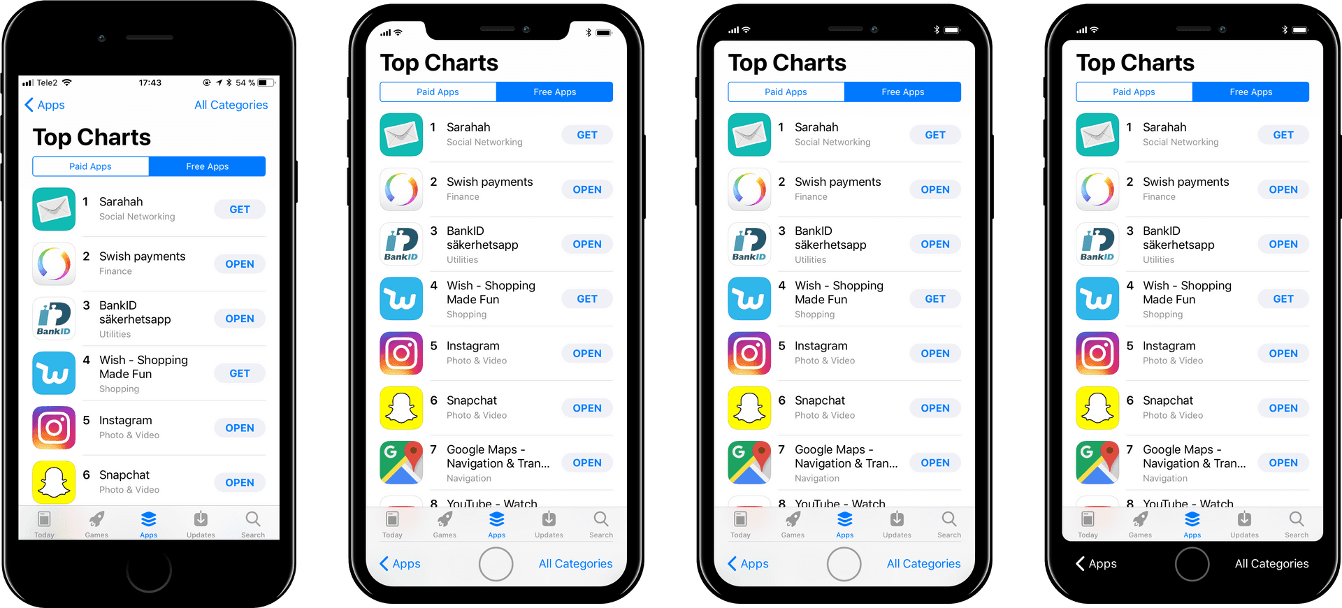 App Store Top Charts Comparison PNG Image