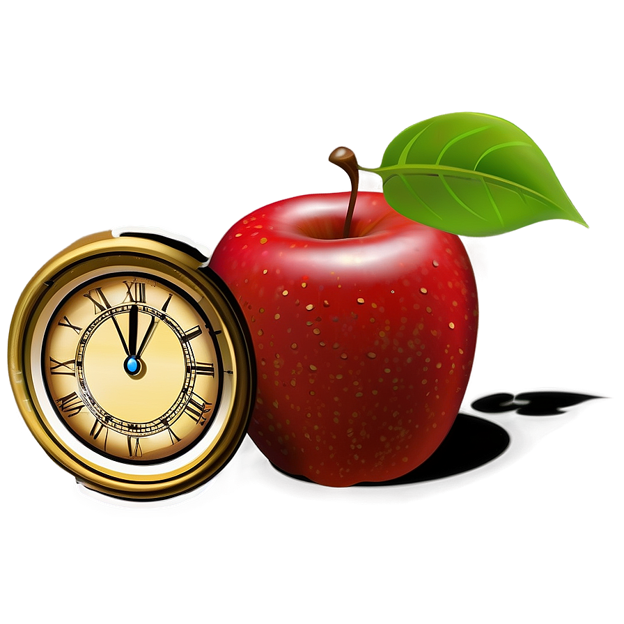 Apple And Clock Clipart Png 39 PNG Image