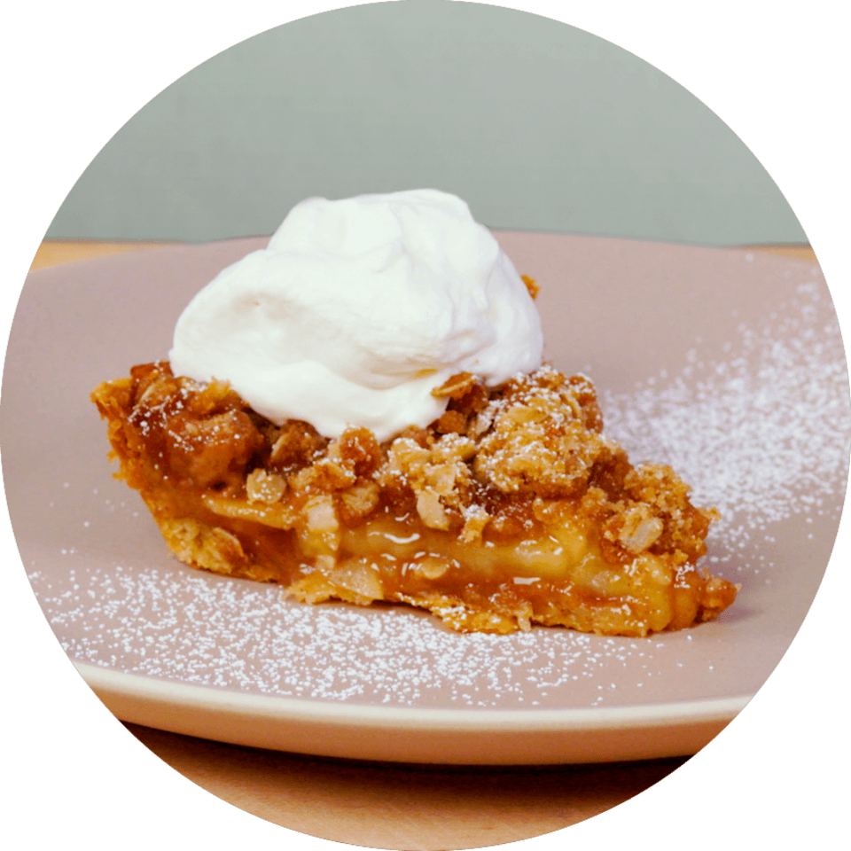 Apple Crumble Piewith Whipped Cream PNG Image