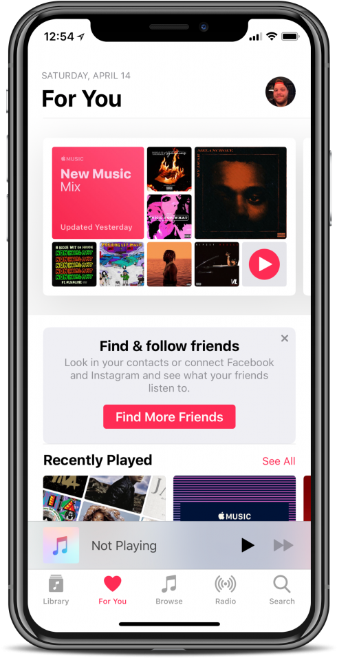 Apple Music For You Section Screenshot PNG Image