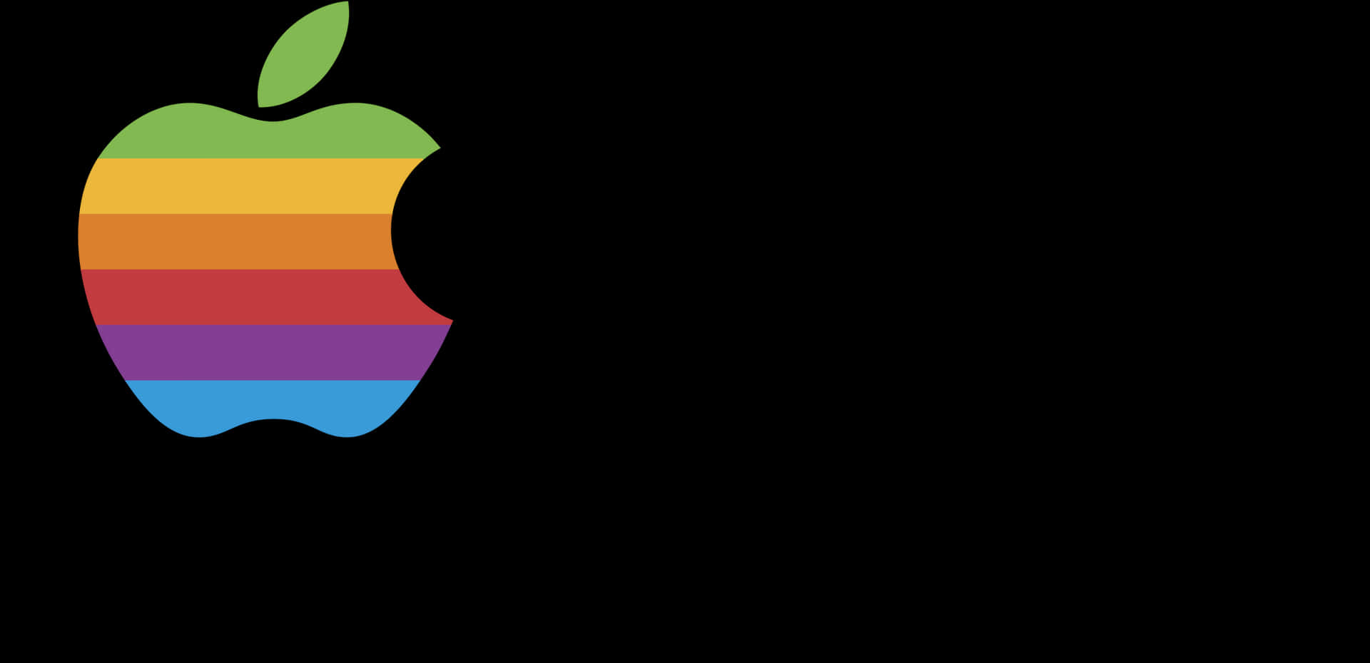 Apple Rainbow Logo Black Background PNG Image