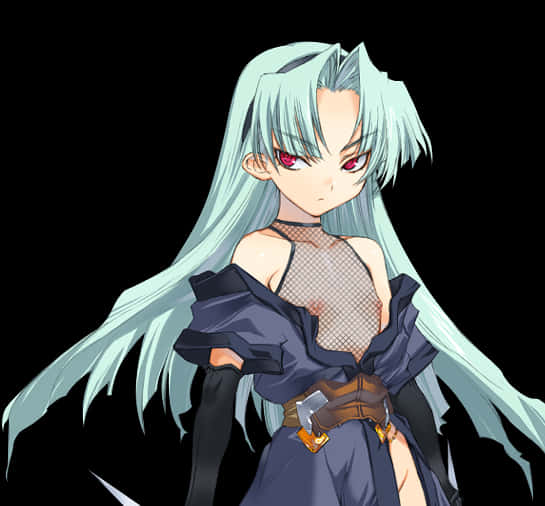 Aqua Haired Anime Character PNG Image