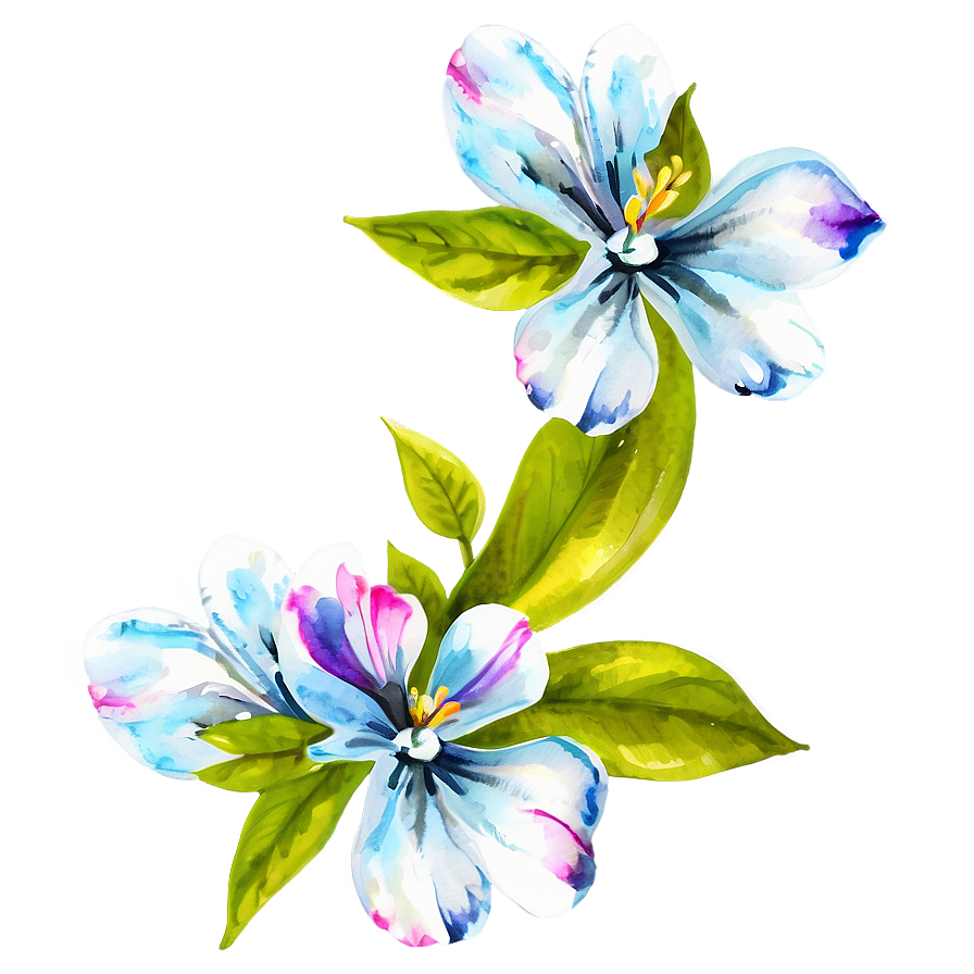 Aquarelle Corner Flower Png Qmc PNG Image