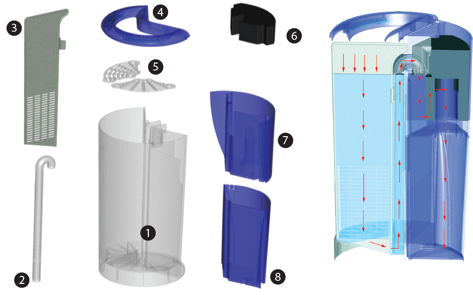 Aquarium Filter Exploded View Diagram PNG Image