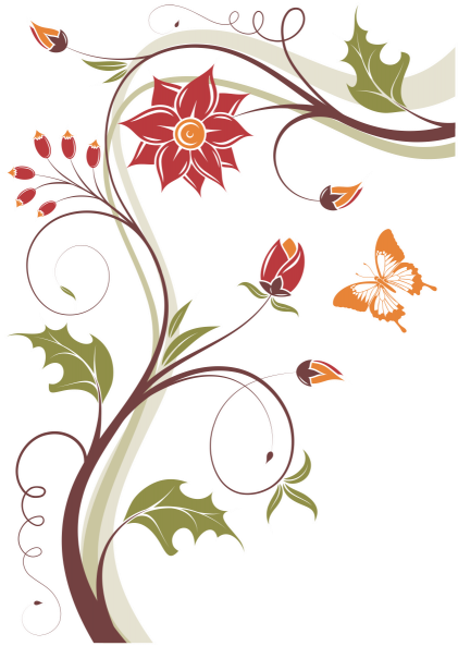 Arabesque Floral Butterfly Design PNG Image