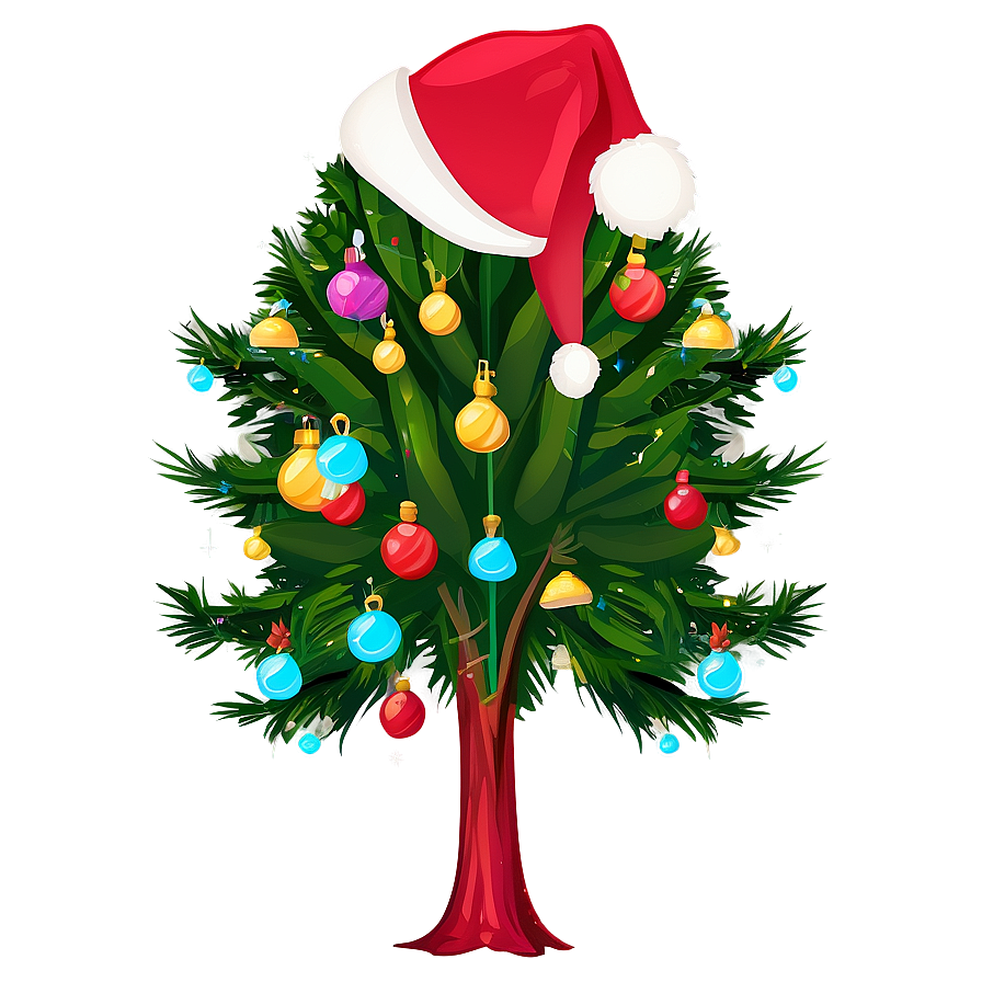 Arbol De Navidad With Santa Hat Png Xmk PNG Image