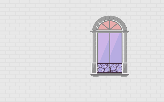 Arched Window White Brick Wall PNG Image