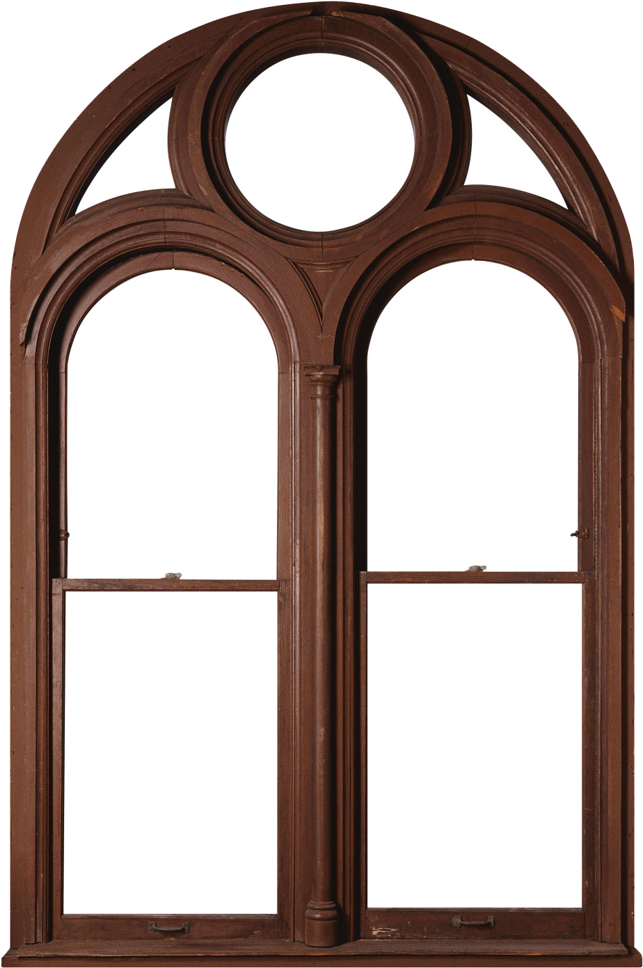 Arched Wooden Window Frame PNG Image