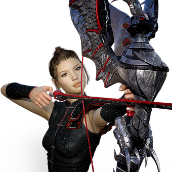 Archerwith Dragon Armor Bow PNG Image