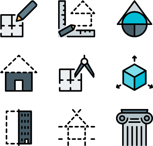 Architectural Design Icons Set PNG Image