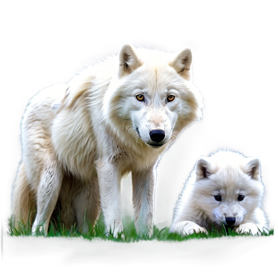 Arctic Wolf With Cubs Png Lkg69 PNG Image