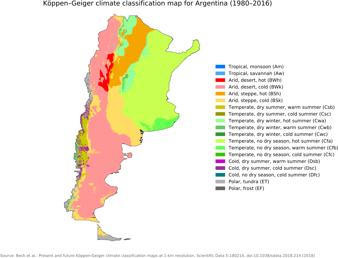 Argentina Koppen Geiger Climate Classification19802016 PNG Image