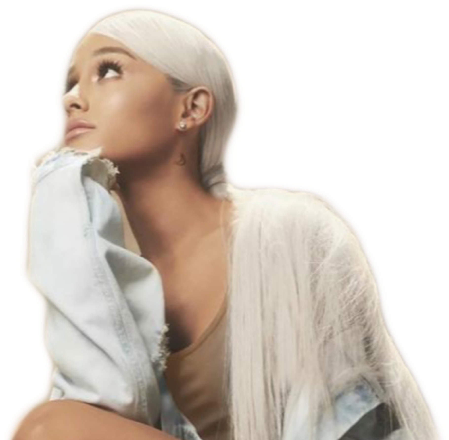 Ariana Grande Platinum Blonde Hair PNG Image