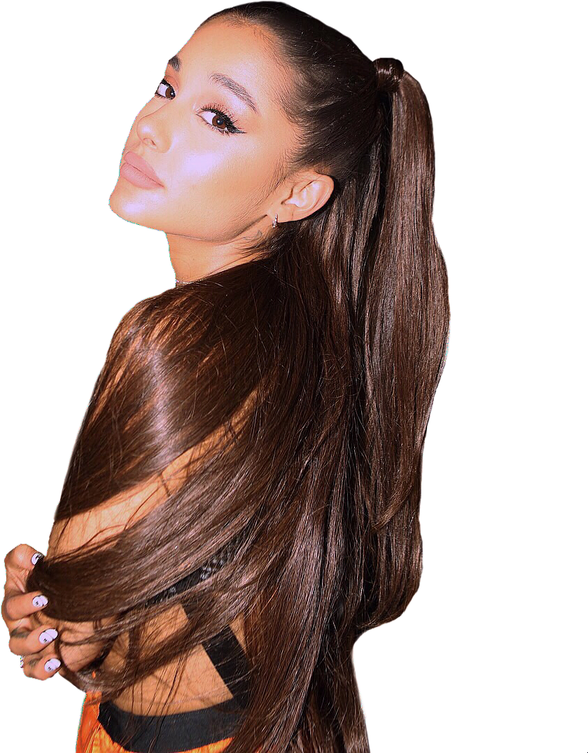 Ariana Grande Side Posewith Ponytail PNG Image