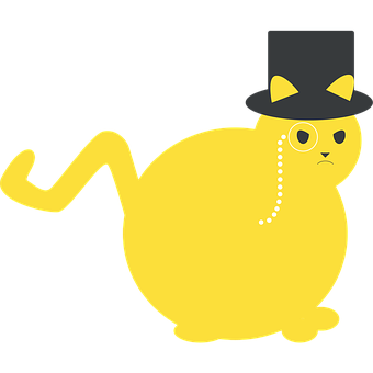 Aristocratic Yellow Cat Cartoon PNG Image