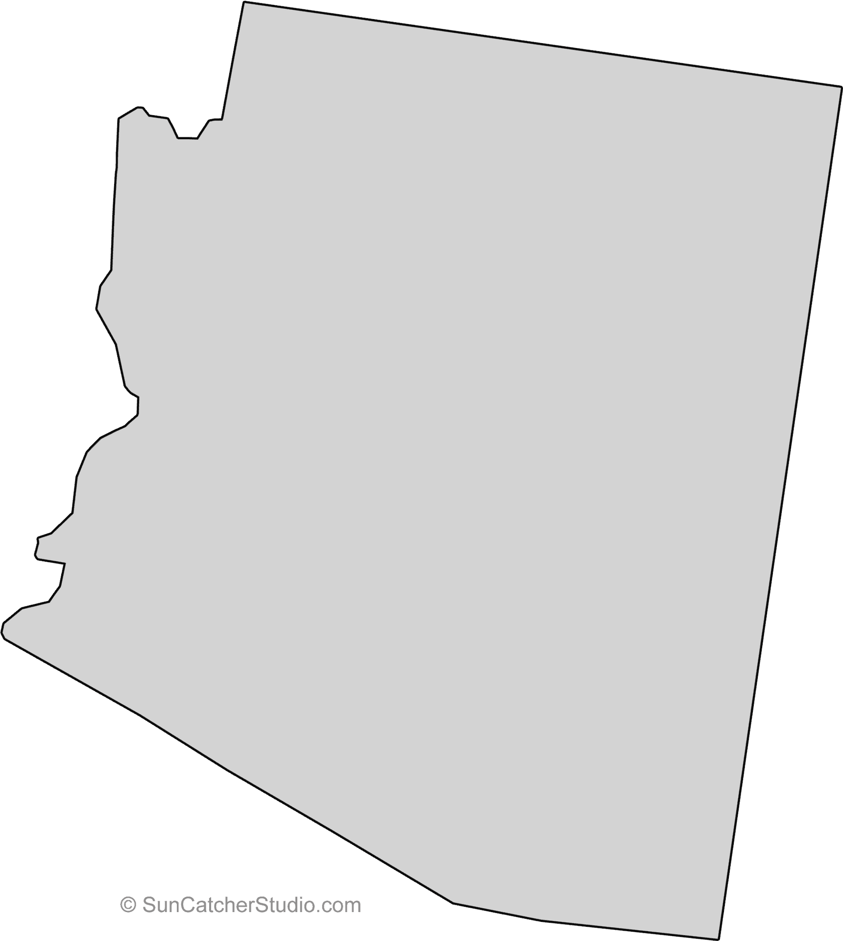 Arizona State Outline Map PNG Image