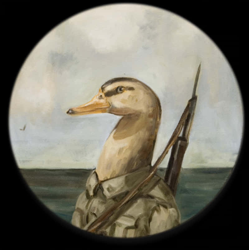 Armed Duck Painting PNG Image