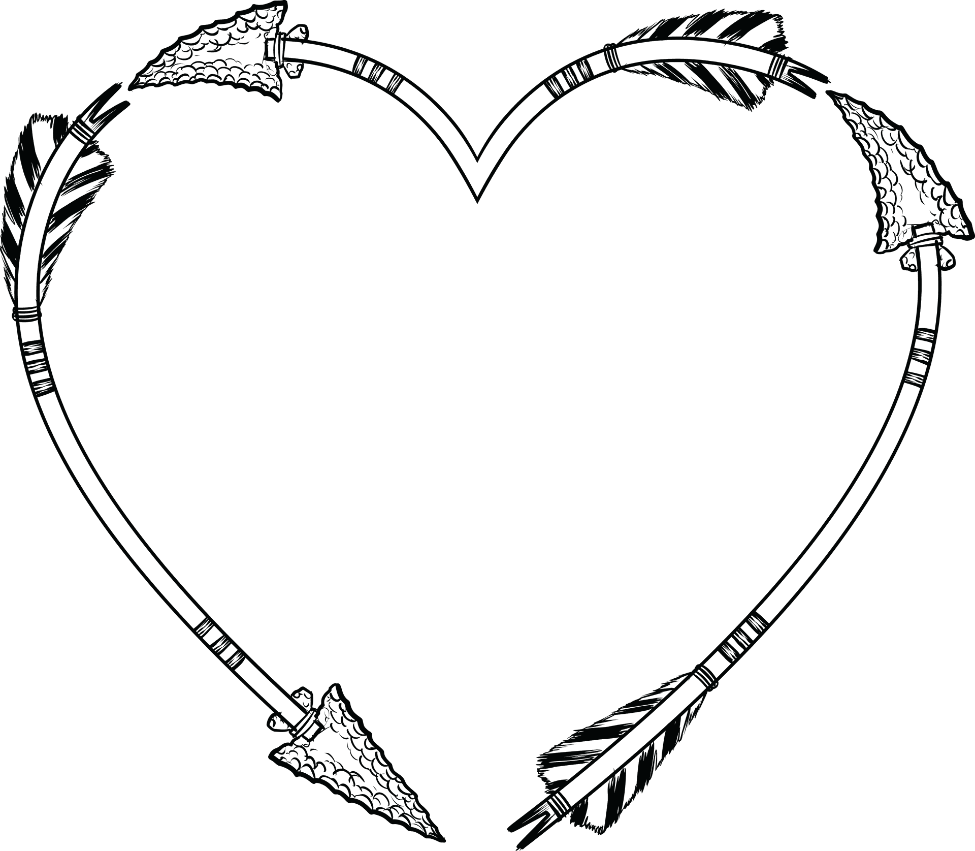 Arrow Heart Line Art PNG Image