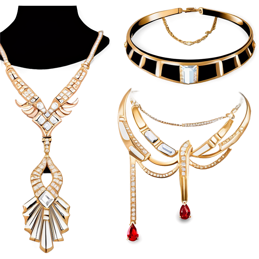 Art Deco Gold Necklace Png 54 PNG Image