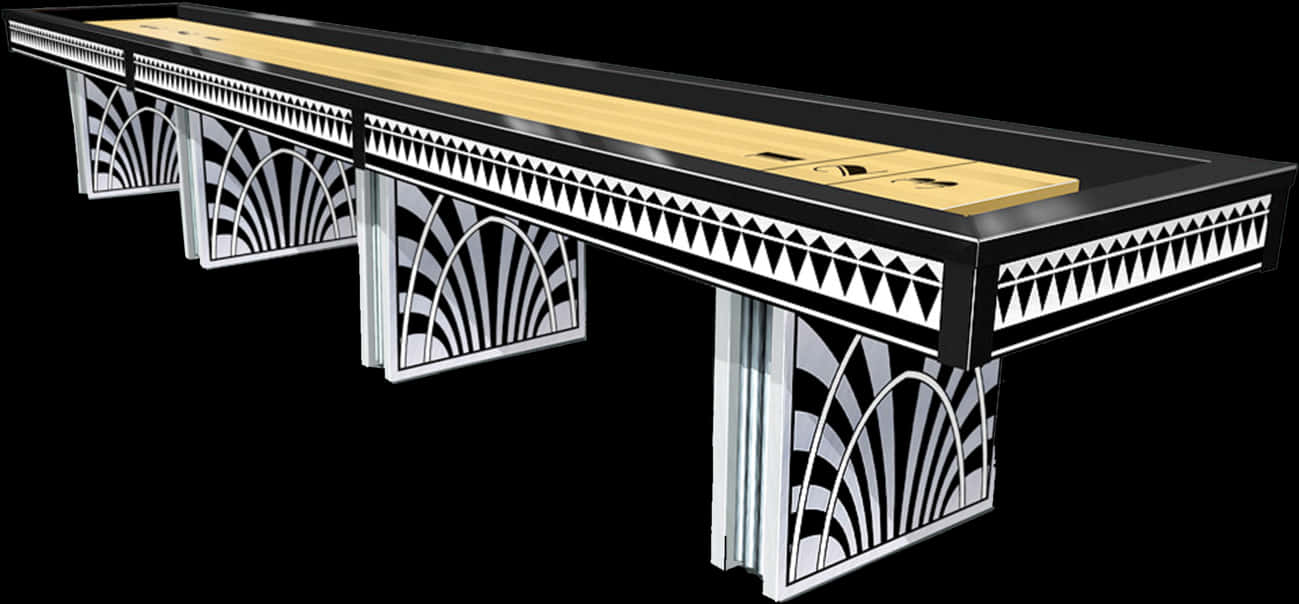 Art Deco Style Shuffleboard Table PNG Image