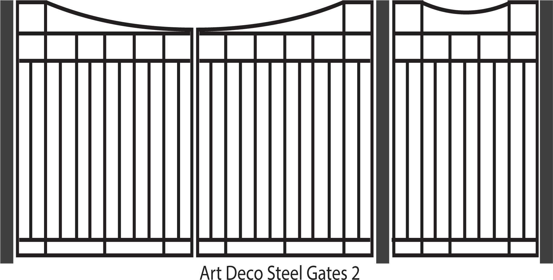 Art Deco Style Steel Gates PNG Image