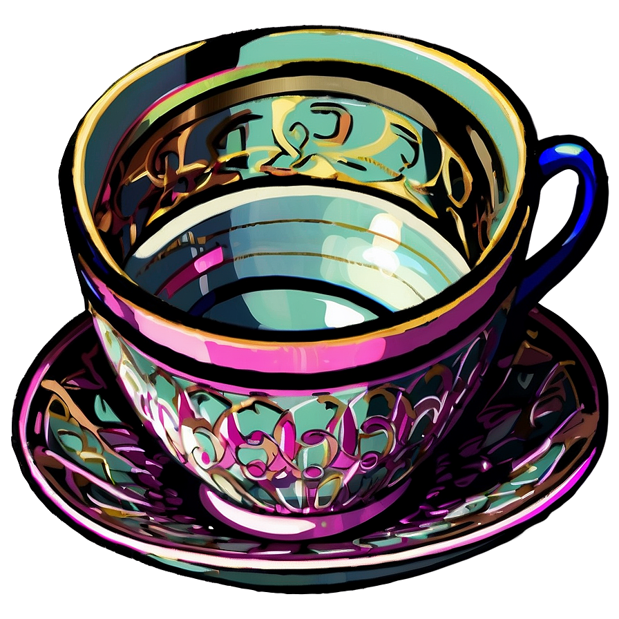 Art Deco Tea Cup Style Png Vxe PNG Image