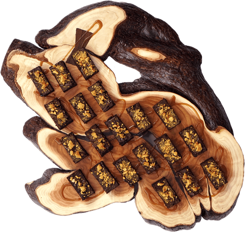 Artisan Chocolate Barson Wooden Platter PNG Image