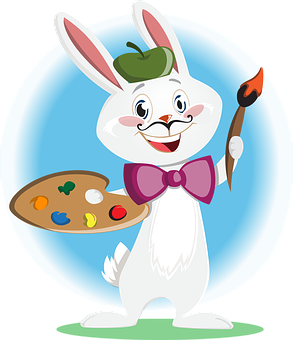 Artist Bunny Cartoon PNG Image